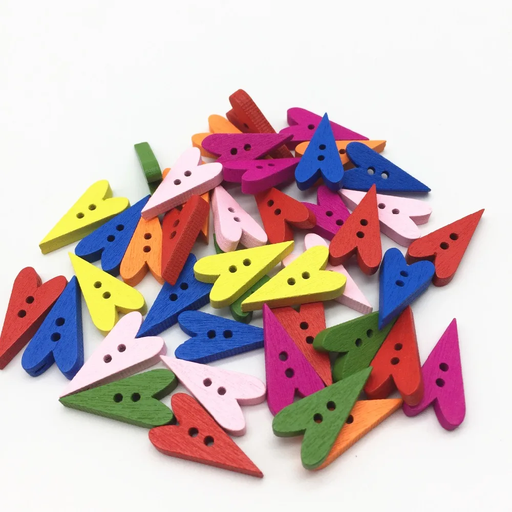

1000pcs 15x26mm Mixed Wooden Heart Buttons Sewing Wood Crafts Baby Button For Cardmaking Scrapbooking Embellishments