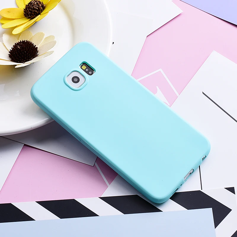 Blue Мягкий ТПУ чехол Yokata для samsung Galaxy S5 S6 S7 Edge силиконовый чехол для samsung S8 S9 Plus карамельный цвет милый резиновый чехол для девочки - Цвет: Blue