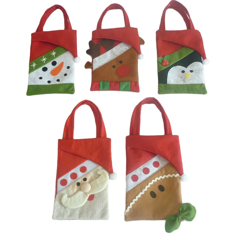 Милые рождественские подарочные сумки Санта Клаус Снеговик Счастливого