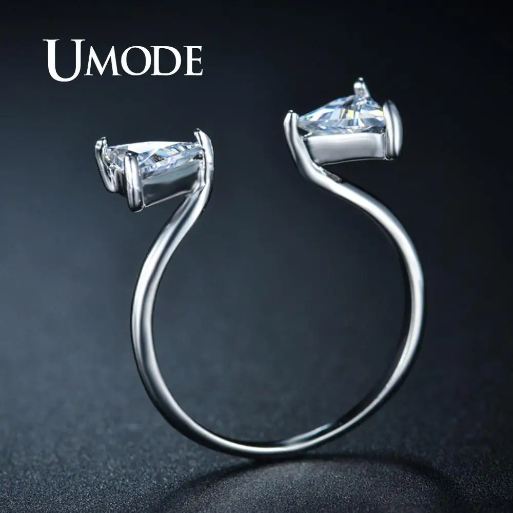Модные обручальные кольца UMODE с двойным треугольником простые регулируемые