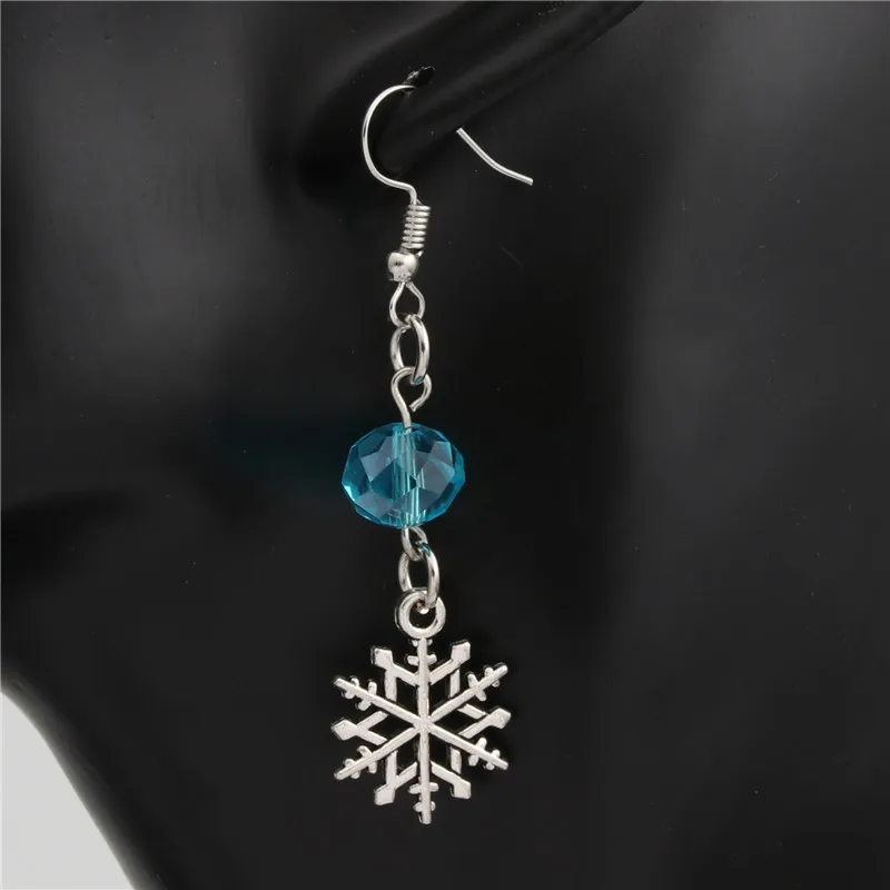 1pair Snow Flake Statement Drop Earrings For Women Earring Silver Color Snowflake Ears Bijoux Shipping E2119 | Украшения и