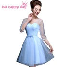 Женское вечернее платье, фатиновое элегантное платье 16 с рукавами, W3406, светло-голубое, пышное, в Корейском стиле, 2020