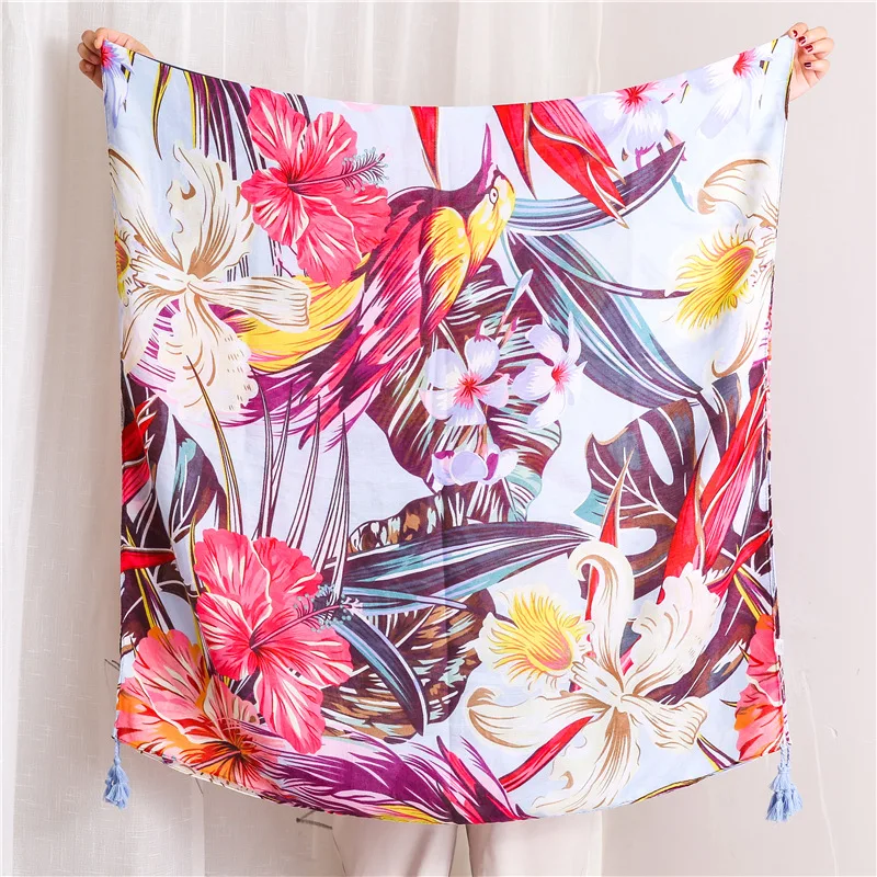 

Bright Scarf for Women Large Florals Stylish Soft Shawl Design Print Foulard Hijab Autumn NEW [6627]