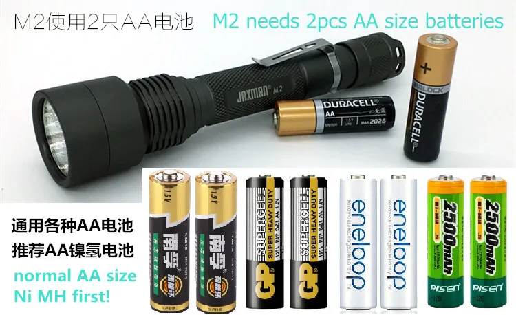 JAXMAN M2 2AA светодиодный фонарик, светильник с батареей AA LR6 UM3