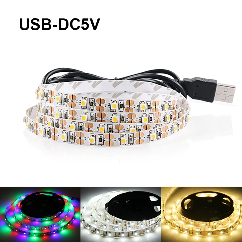 Светодиодная лента гибкая 5 в пост. Тока SMD3528 RGB с 3 клавишами мини пультом