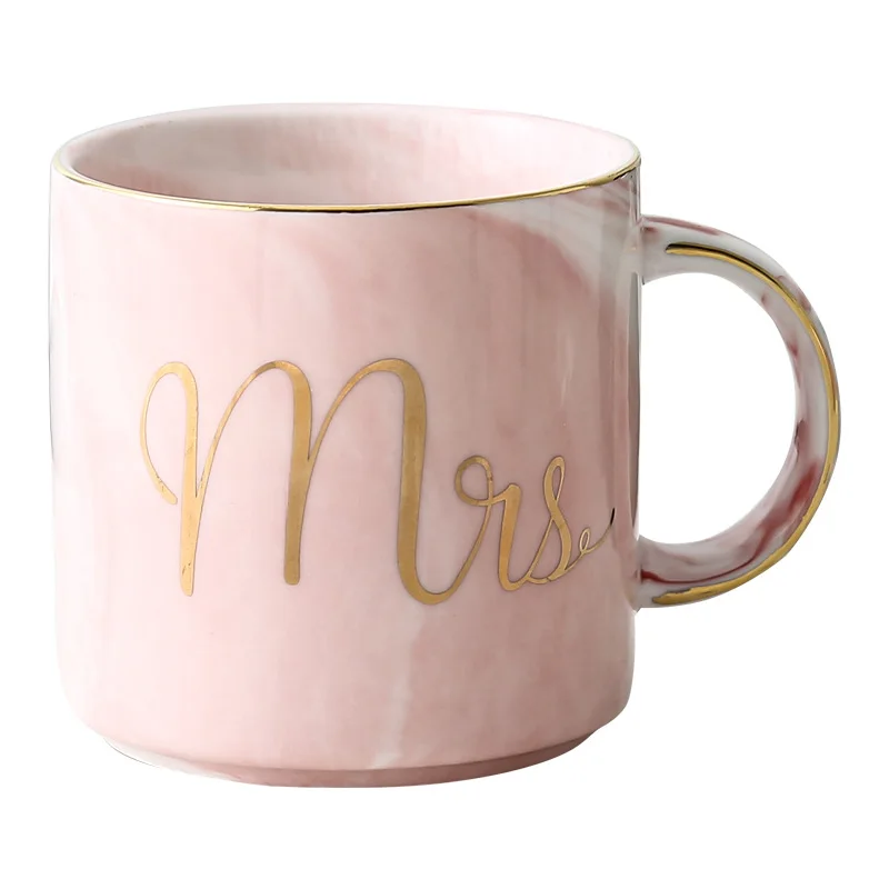 Роскошная розовая Золотая керамическая мраморная кофейная кружка Mr Mrs, чашка для свадебных пар, подарки для влюбленных, кружка фарфоровая, молочный чай, чашка для завтрака