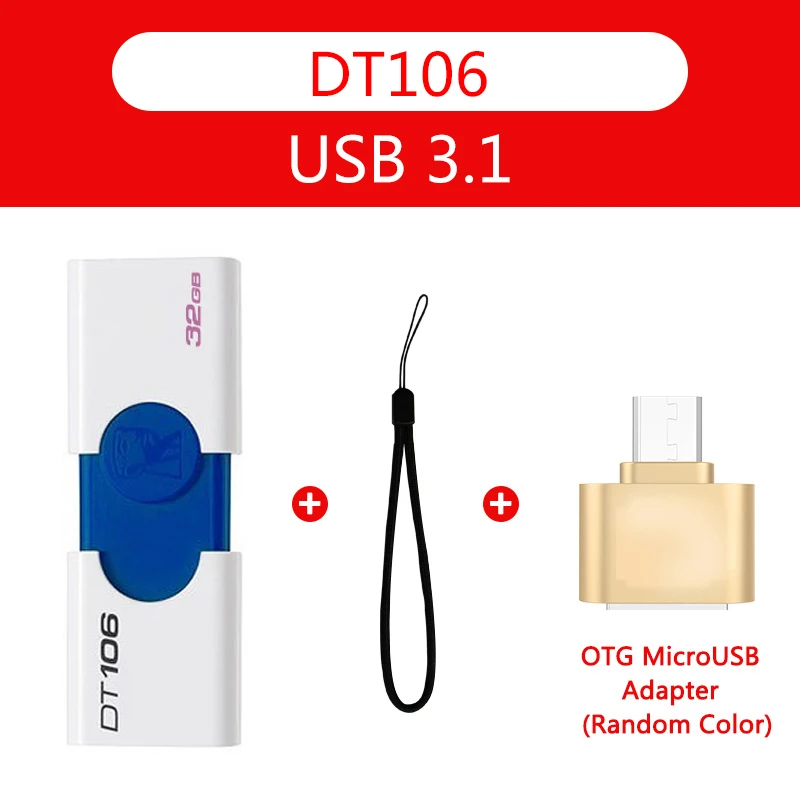 Kingston USB Flash Drive USB3.0 DT106 флешки usb3.1 16 ГБ 32 U диск флэш накопитель usb памяти Memoria|USB