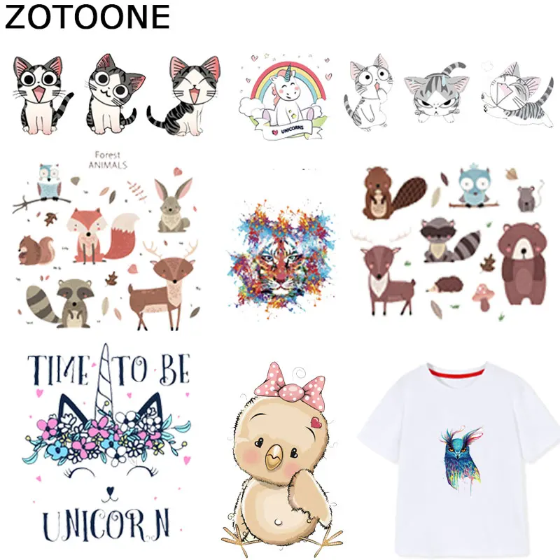 

ZOTOONE Cute Cat Patches Iron on Patch Animal Stickers for Kids for Clothes T-shirt Heat Transfer Diy Accessory Appliques F1