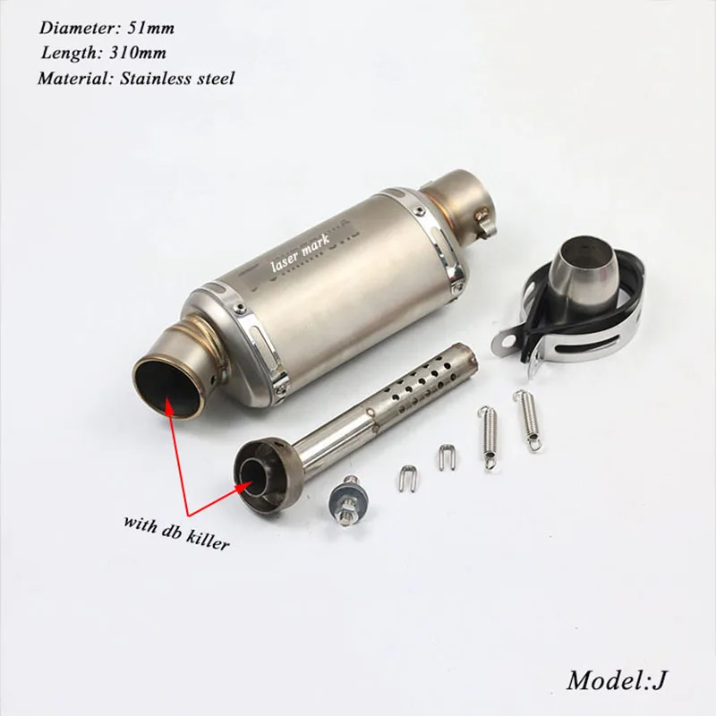 Глушитель на мотоцикл 310/370/440 мм из нержавеющей стали 51 мм|motorcycle silencer|silencer
