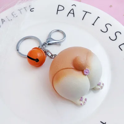 Corgi Orange Bell Симпатичная цепочка для ключей, животное корги, кот, кролик, хомяк, декоративный брелок, сумка, подвеска, шарм, креативный, Забавный брелок для ключей, для любителей, лучший подарок, ювелирное изделие - Цвет: Corgi Orange Bell