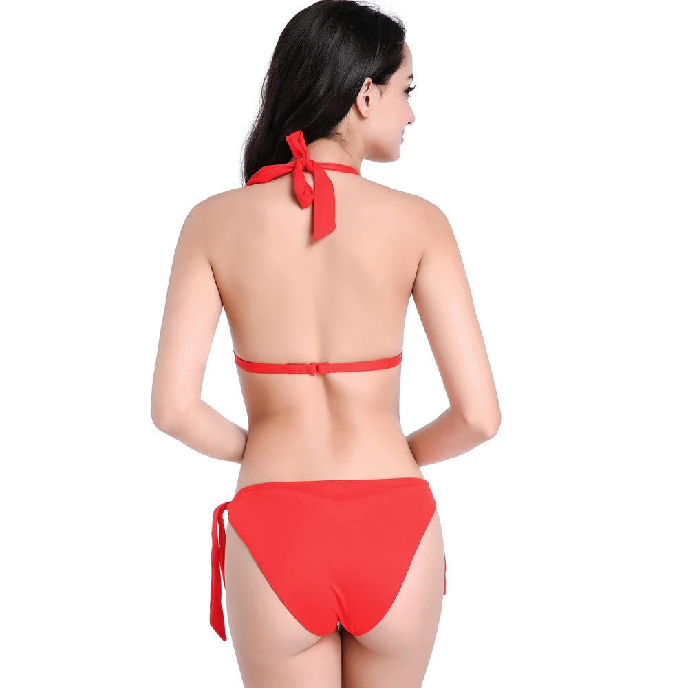 Новинка 2019 бикини женский в Европе и однотонный сексуальный Низкий вырез на