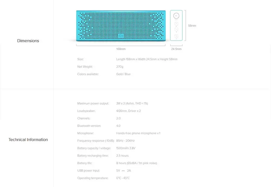 Ми Портативный Bluetooth Динамик, открытый Беспроводной Динамик с HD Звук встроенный микрофон, hands Free Динамик телефон плеер для домашнего Trav