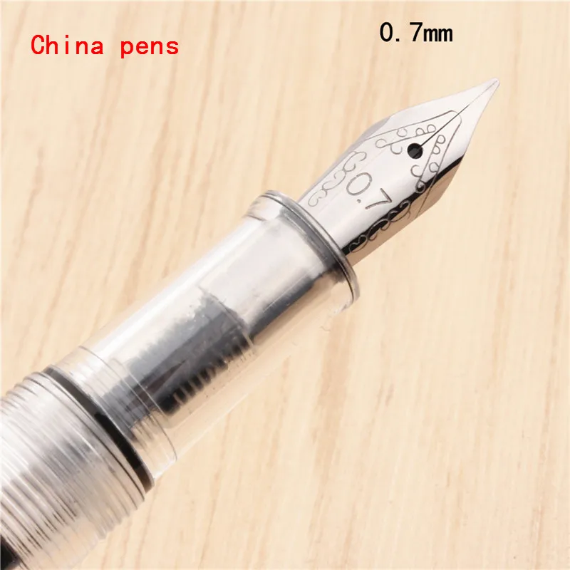 0.7mm-pen Jinhao 990 прозрачная белая английская каллиграфия Duckbill параллельная художественная ручка цветок тело плоский перо Тибетский арабский авторучка - Цвет: 0.7mm-pen