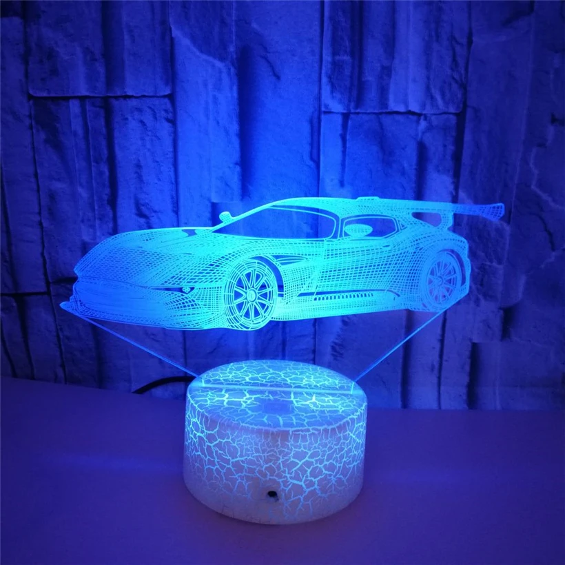 Креативный автомобильный 3D ночной Светильник акриловый 7 цветов сменный