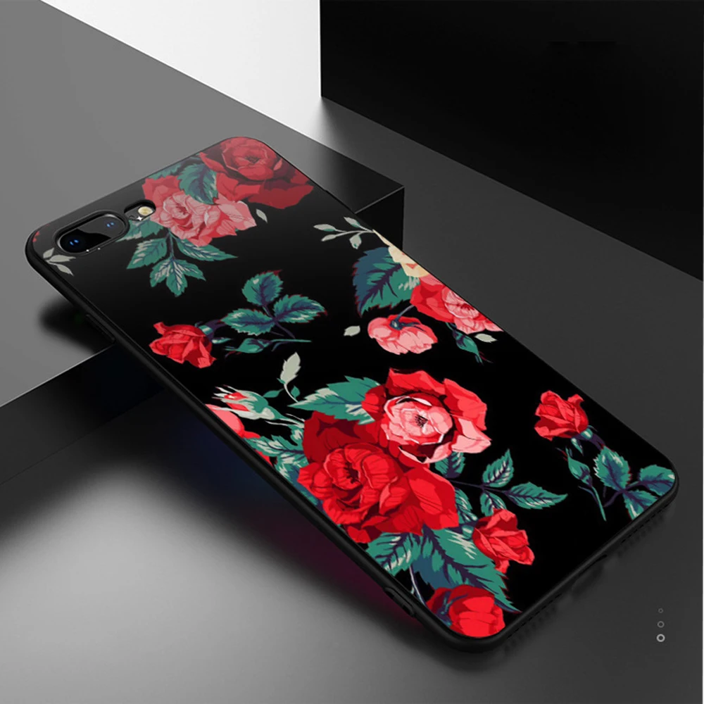 Eqvvol Fashion Flower Pattern Phone Case For iPhone X 7 6 6s Plus Water stickers series Soft TPU Cases 10 Cover Shell | Мобильные