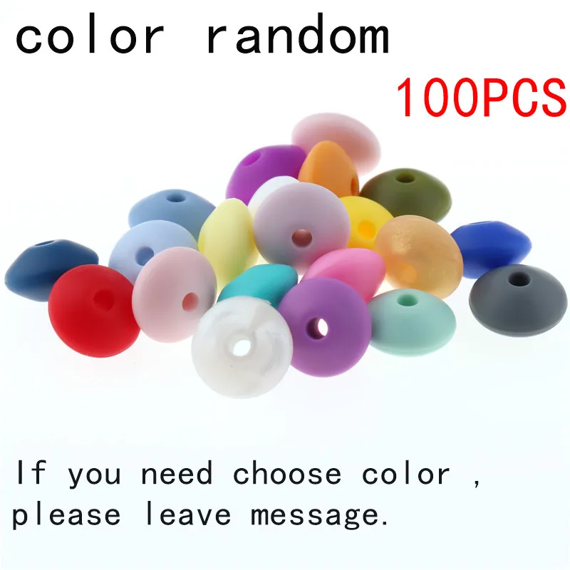 mix color 100 шт силиконовые бусины для прорезывания зубов чечевица 12*7 мм Bpa бесплатно Сделай Сам грызунок ожерелье бусы ювелирные изделия детские игрушки уход за ребенком - Цвет: mix color