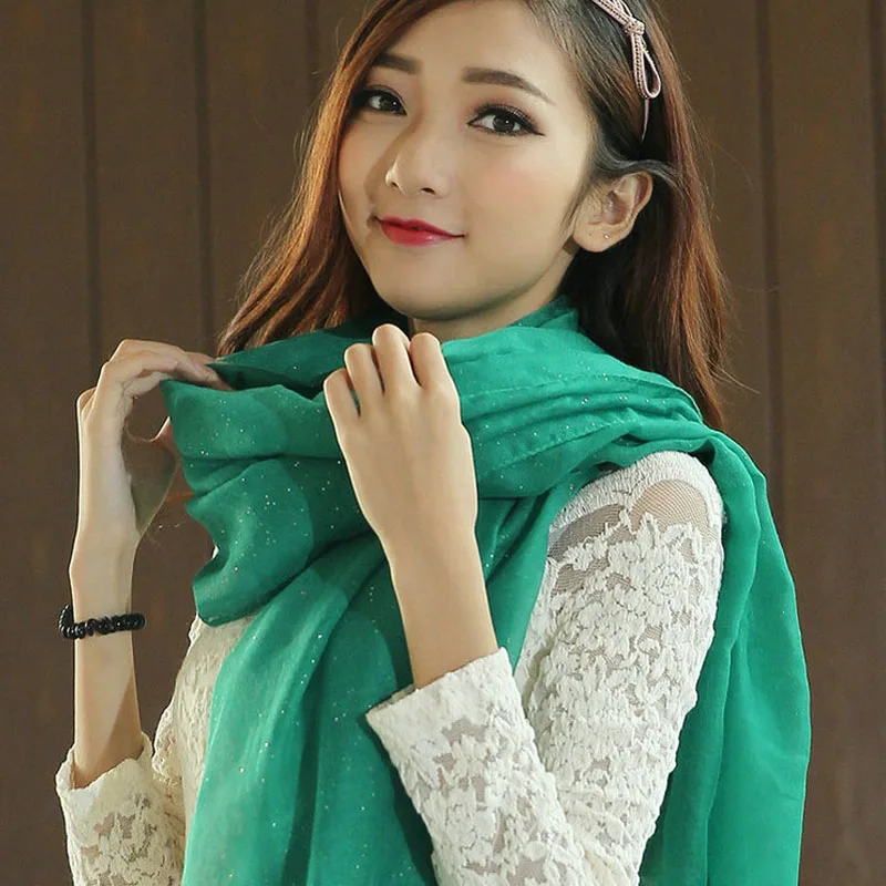 Winter fashion viscose scarf glitter shawl flash plain Plain hijab headwear Muslim shawls and wraps |