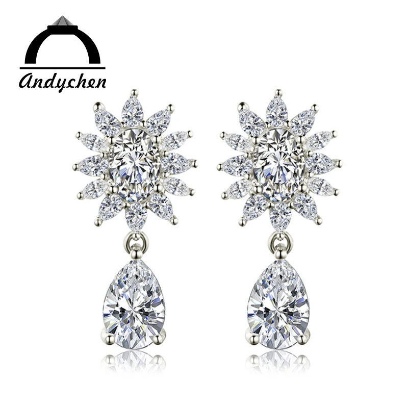 AndyChen Благородный Белое золото Цвет ясно AAA циркон Jewelry Серьги для Для женщин