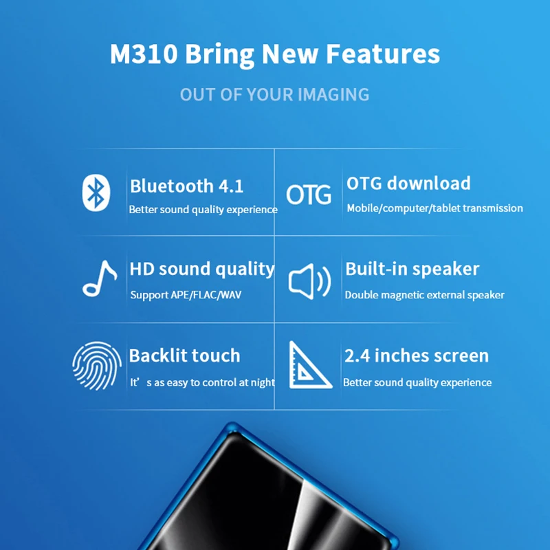 Портативный mp3 плеер Mahdi M310 с сенсорным экраном и поддержкой Bluetooth 2 4 дюйма 8