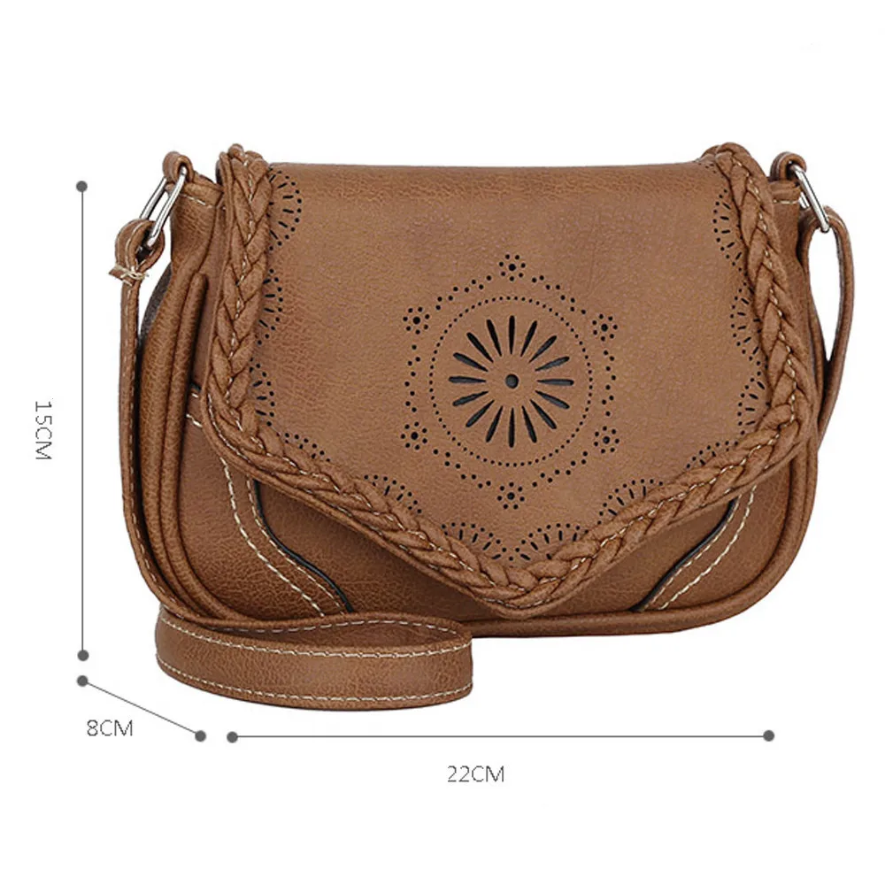 Женская кожаная сумка через плечо в стиле ретро однотонная мессенджер для монет