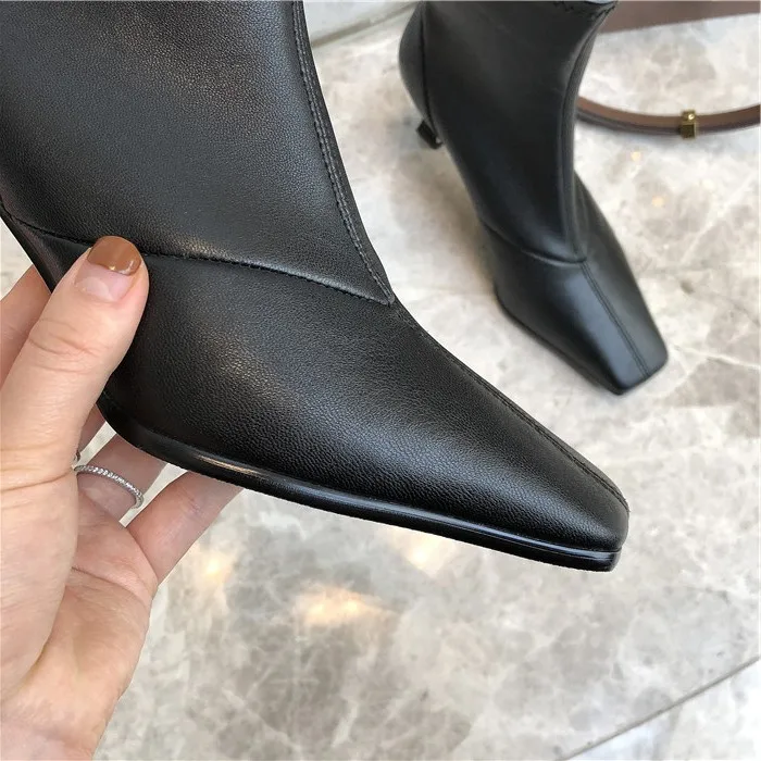 Vangull Women Boots hot Woman Genuine Leather cow leather Europe and the United States British short boots square t fashion | Обувь