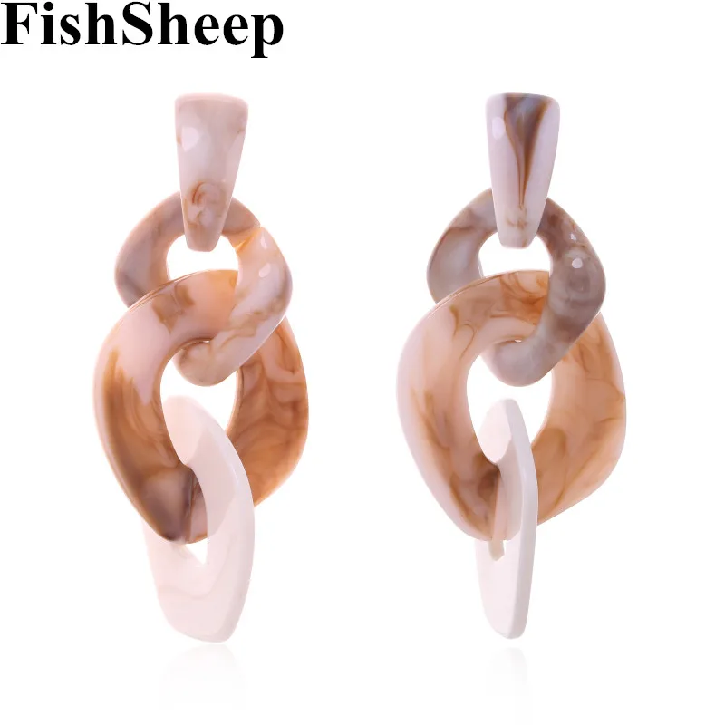Серьги подвески FishSheep большие акриловые серьги с винтажной геометрией длинные