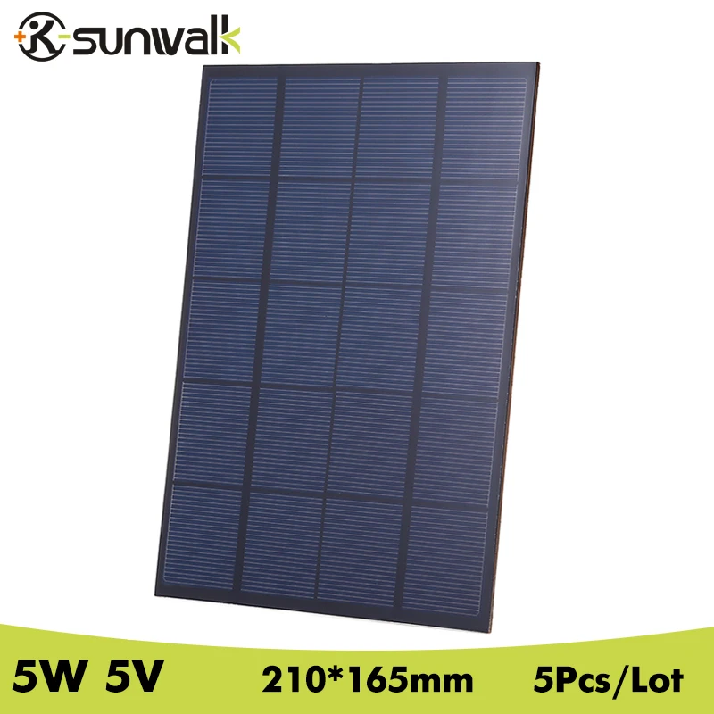SUNWALK 5 шт. Вт В монокристаллическая солнечная панель 1000 мАч батарея для обучения