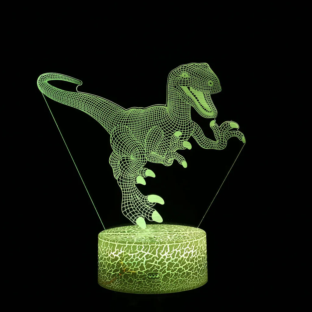 3D лампа динозавр креативная детская комната 3D визуализация Ночной светильник 7 светодиодный меняющий цвета оптический иллюзионный ночной Светильник