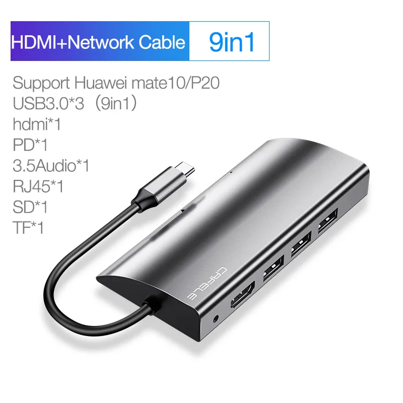 CAFELE 9 в 1 Мобильный док станция для подзарядки телефона тип c 3 к USB HDMI аудио адаптер