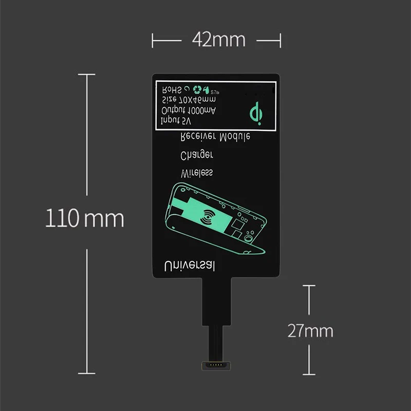 Qi Беспроводное зарядное устройство приемник Универсальный Micro USB интерфейс