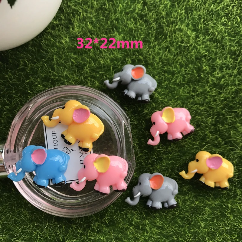 10 шт Kawaii Mix Elephant изделия из смолы кабошон с плоским основанием для волос