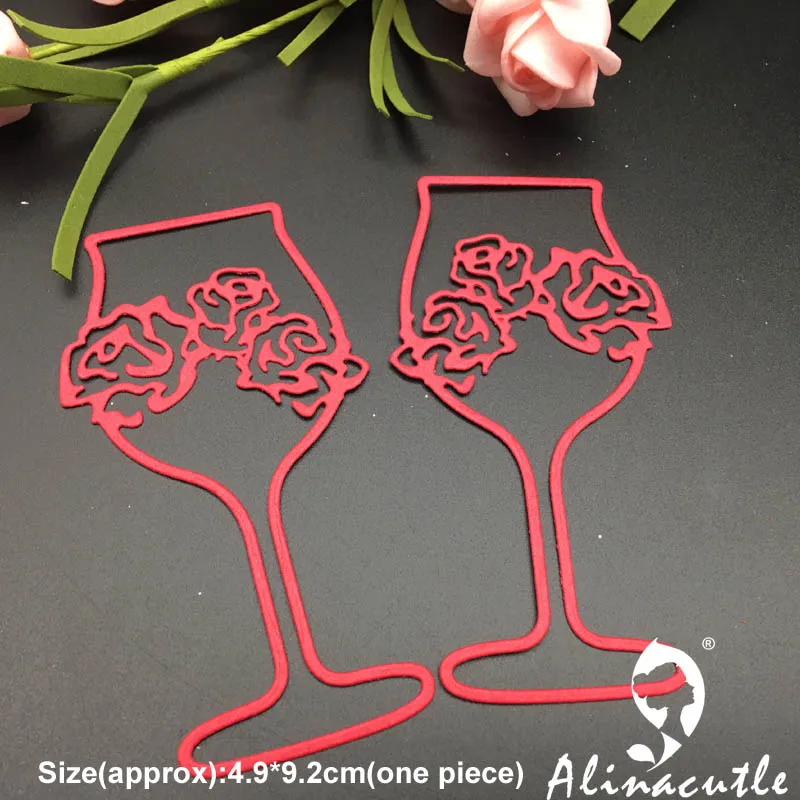 Alinacutle METAL CUTTING DIE Cut Rose Wine Cup Glass Scrapbooking Paper Craft album card Punch Knife art cutter die | Дом и сад