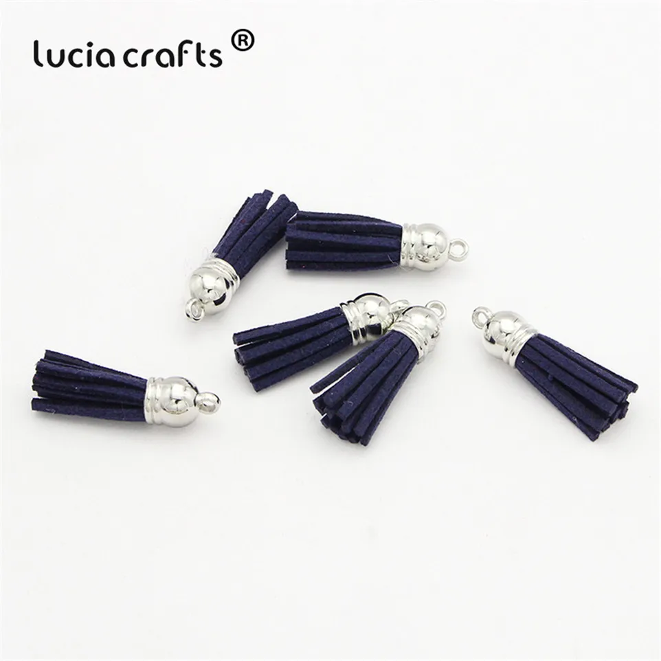 Lucia crafts 12 шт/24 шт замшевый брелок с кисточками на ремешке для мобильного телефона, ювелирные подвески, 4 см, Кожаные Кисточки с серебряными крышками I0103