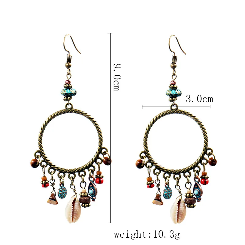 Yanting 2018 New Arrival Long Circle Earrings For Women Shell Tassel Small Beads Charms Female Brincos Earings Wholesale 097 | Украшения и