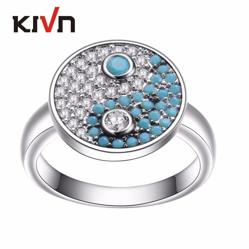 Модные ювелирные изделия KIVN Инь Янь CZ кубический цирконий Свадебные Кольца для