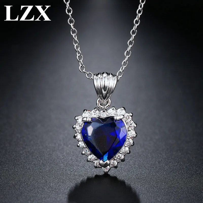 

Ожерелья LZX из белого золота, женское ожерелье с подвеской в виде сердца океана, модные украшения