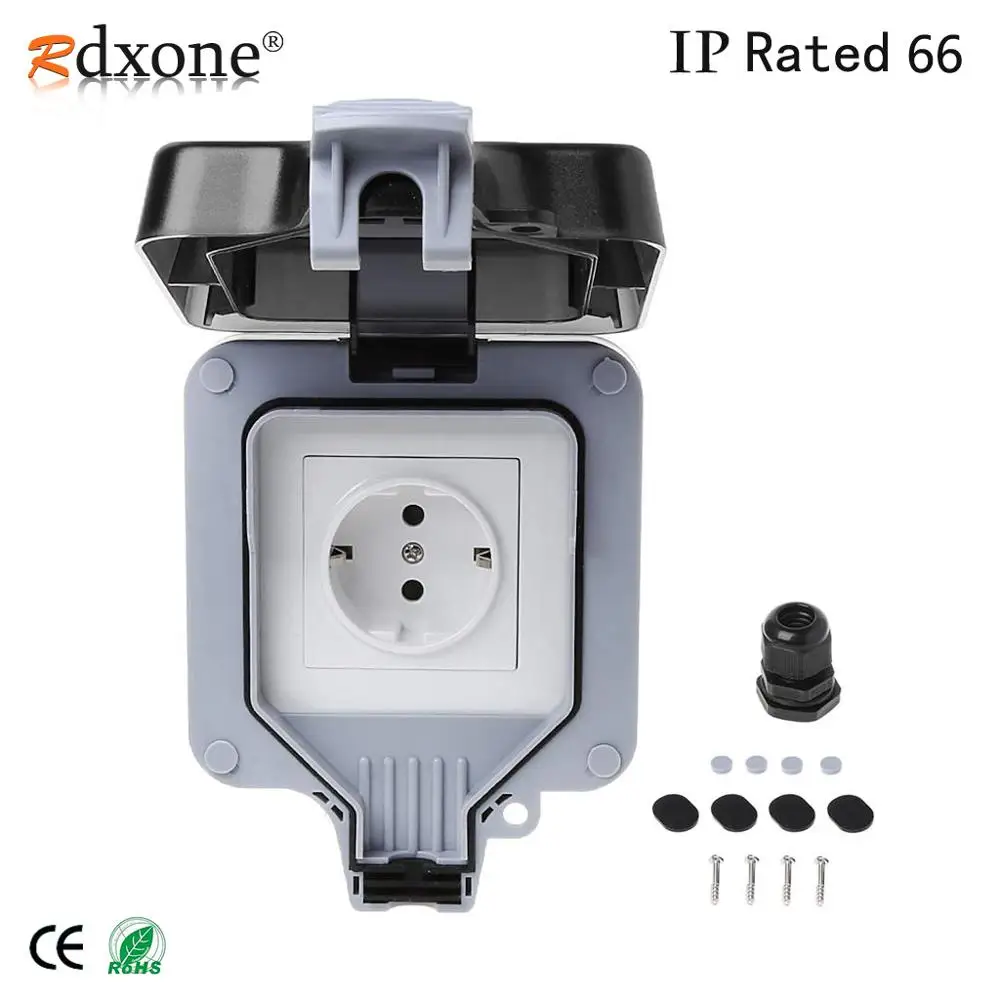 IP66 1AC socket Rdxone 16A водонепроницаемый наружный выход IP66 водостойкая настенная розетка для наружной ванной Водонепроницаемая настенная розетка - Цвет: IP66 1AC socket