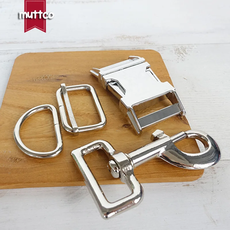 

(metal buckle+adjust buckle+D ring+metal dog clasp/set) Retailing environmental accessory 30mm DIY dog accessories 4 colors