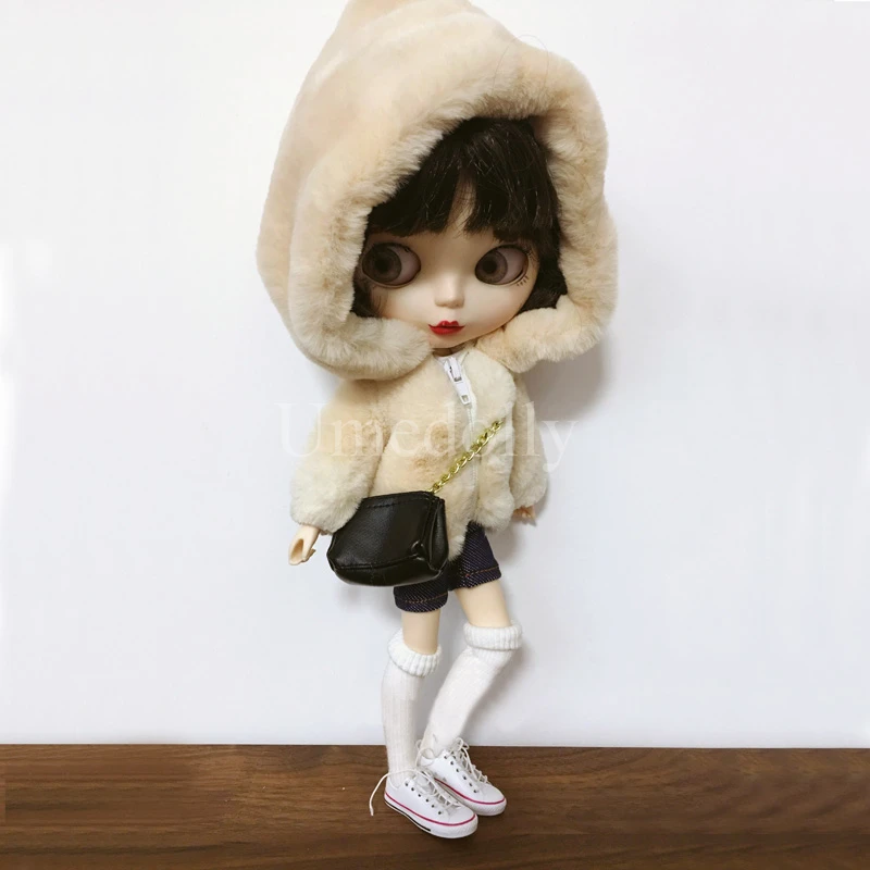 1 шт. зимняя одежда Neoblythe милая Меховая куртка для кукол Blyth Barbies джинсы штаны
