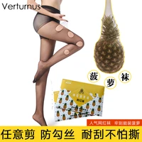 fashion 10d summer women pineapple pantyhose anti hook thin tights middle high waist plus size stockings