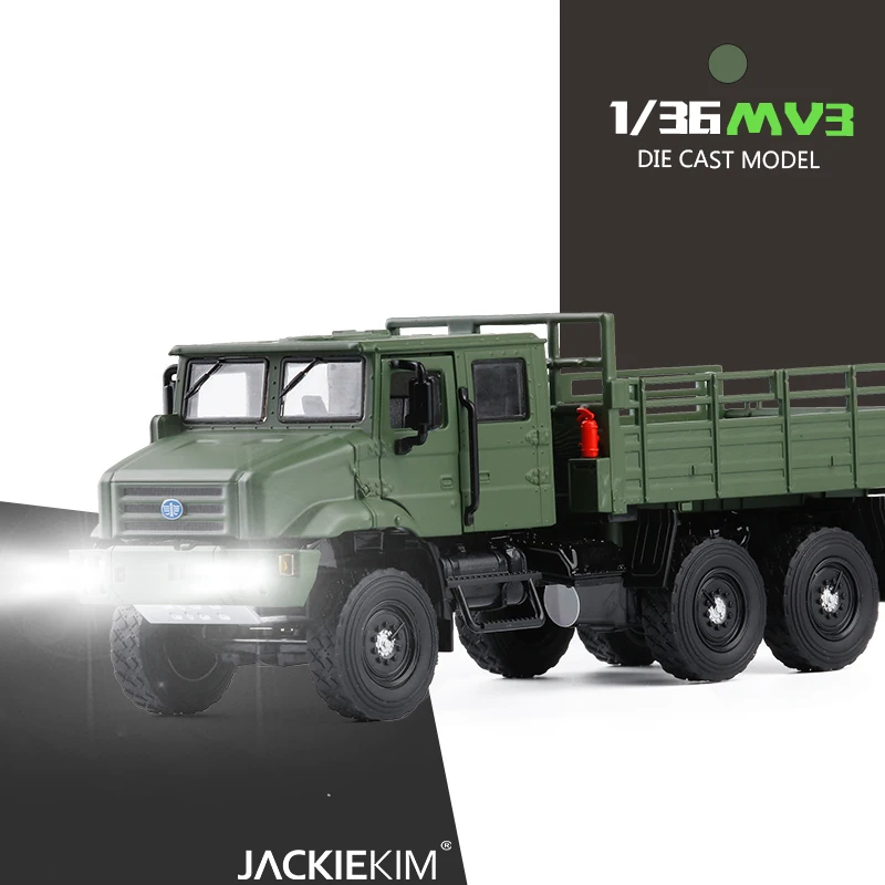 Новинка 1/36, масштабная военная модель, игрушки Faw Jiefang MV3, тактический грузовик со звуком, светильник, литая под давлением, металлическая модель автомобиля, игрушка для детей, Подарочная игрушка