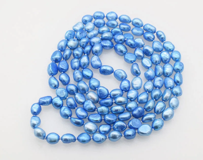 

frershwater pearl baroque 8-10mm blue/pink/white/black/green/purple long necklace 110cm wholesale beads nature FPPJ woman 2018