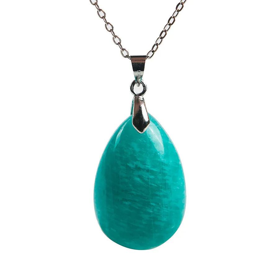 

Genuine Natural Amazonite Gems Stone Women Lady Waterdrop Pendant AAA