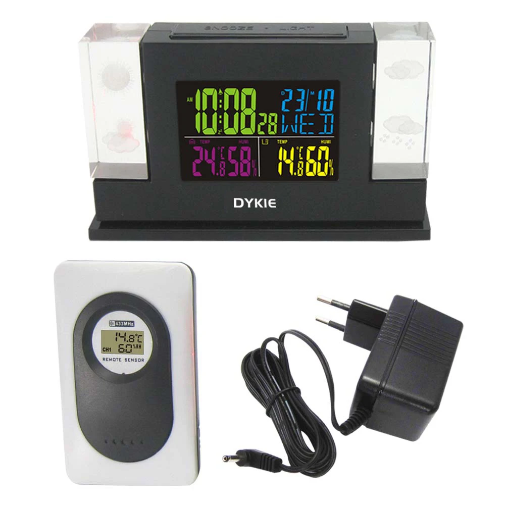 DYKIE беспроводной 433 Гц RCC DCF Метеостанция Крытый Открытый гигро термометр цифровые