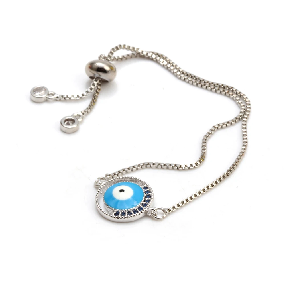 EY6311SR02 Lucky Eye браслет Турецкий Дурной глаз регулируемый браслет с бусинами серебро цвет цепь сборка украшения подарок для женщин EY6311 - Окраска металла: EY6311SR02