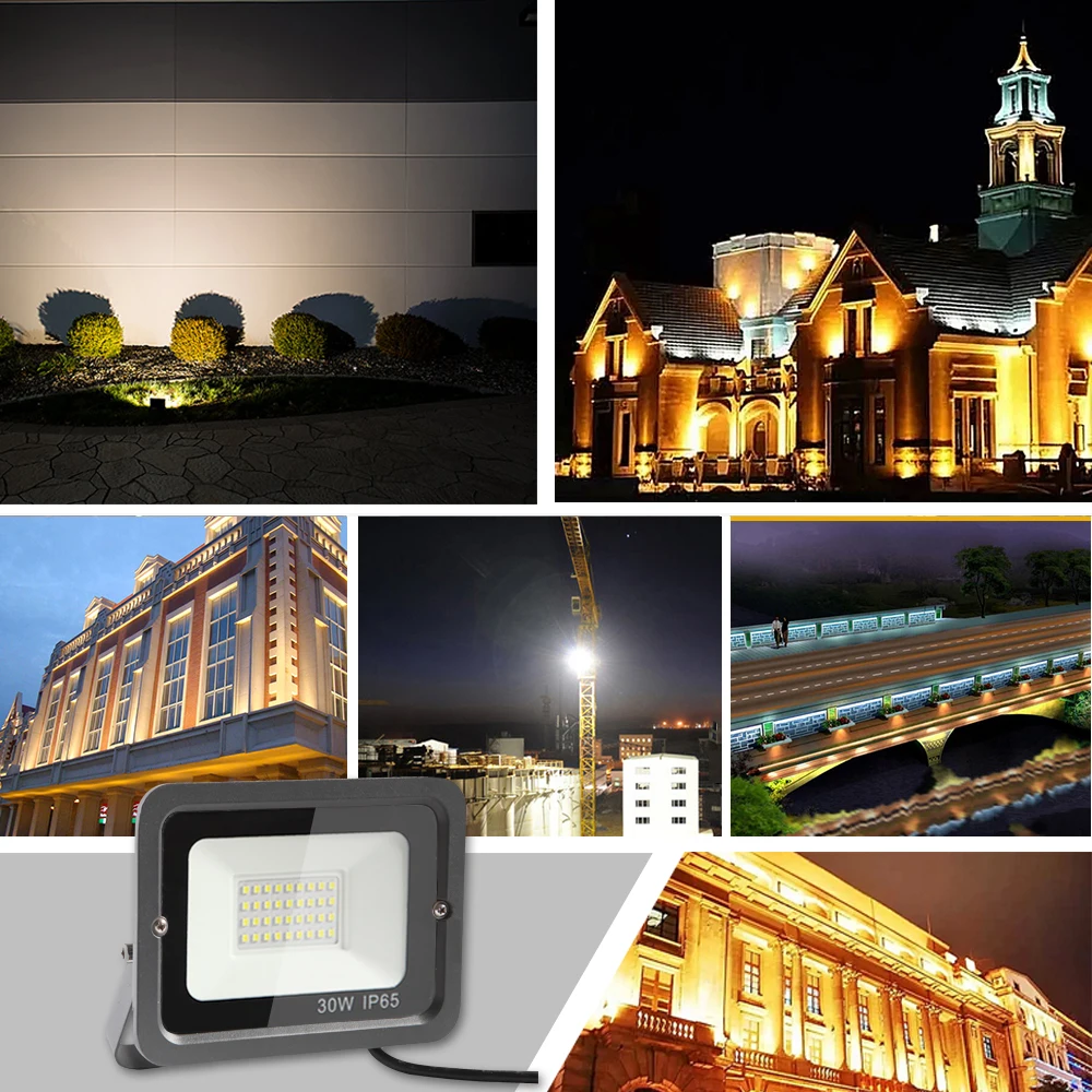 

Led Flood Light 30W 220V Solar Led Floodlight Outdoor Lamps Lighting Garden Waterproof Led Light Square Rechargeable Lights New