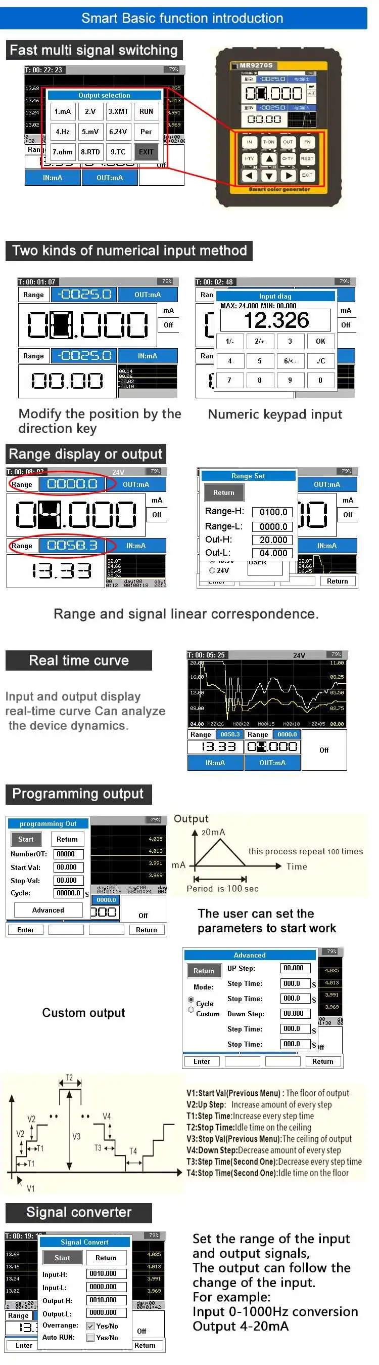 Upgraded MR9270S+ 4-20mA Signal Generator Calibration Current Voltage PT100 Thermocouple Pressure Transmitter PID Frequency
