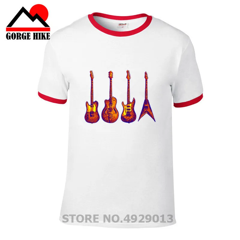 2019 Casual Clothing Fashion T Shirt Six String Quartet Electric Guitar Print Tee Male Big Size Music Rock Style T-shirt | Мужская