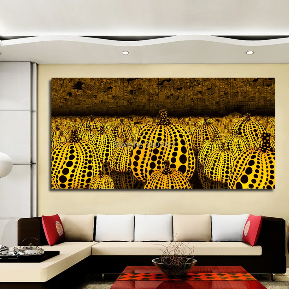 Goede Yayoi Kusama Eeuwige Liefde IK Hebben Voor De Pompoenen 100% Handgeschilderde Olieverf Op Muur Canvas Schilderij Voor Thuis Decor No Frame