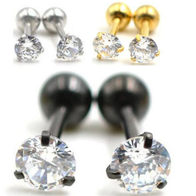 2 шт. золотистые/Серебристые/черные хирургические серьги гвоздики из нержавеющей